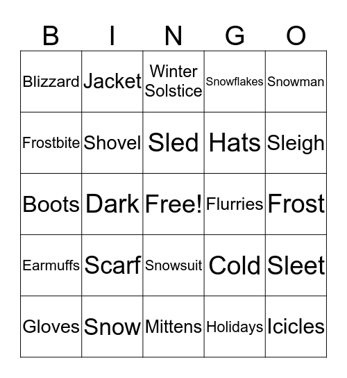 Winter Bingo Card