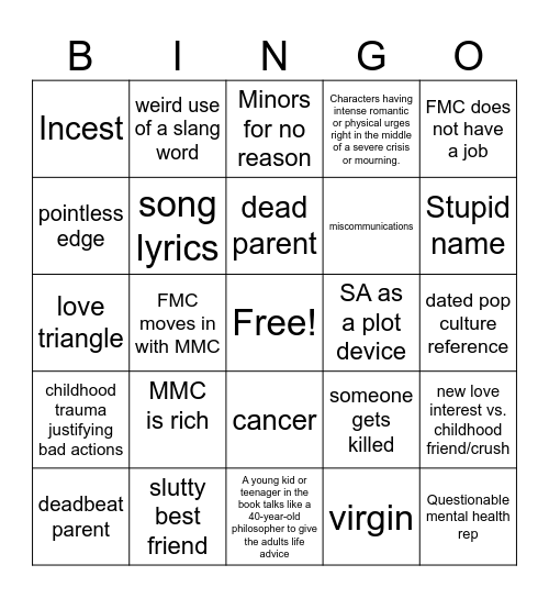 colleen hoover Bingo Card