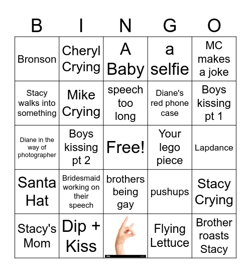 Stike Wedding Bingo Card