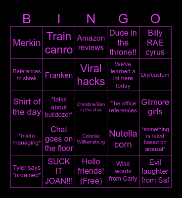 LIVE with Safiya & Tyler! Bingo Card