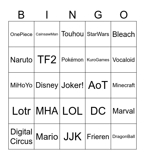 Närcon2026 Bingo Card