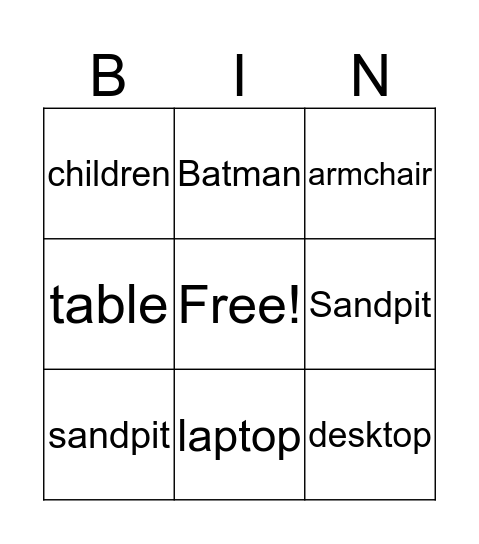 Two syllable words Bingo Card