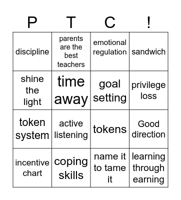 PTC Bingo Card