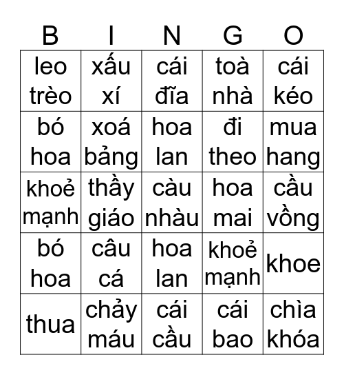 VB3 Bai 7-9 Bingo Card
