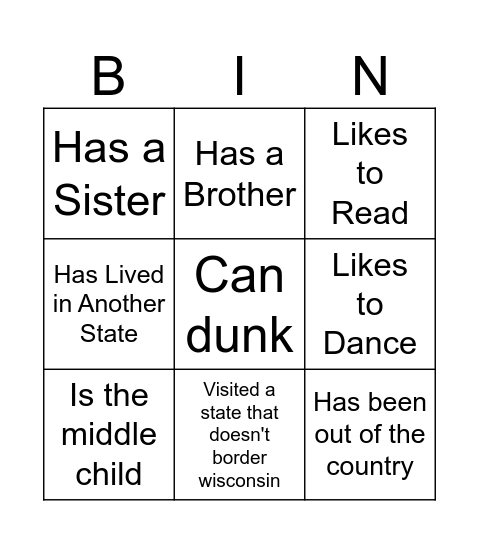 GUESS WHO Bingo Card