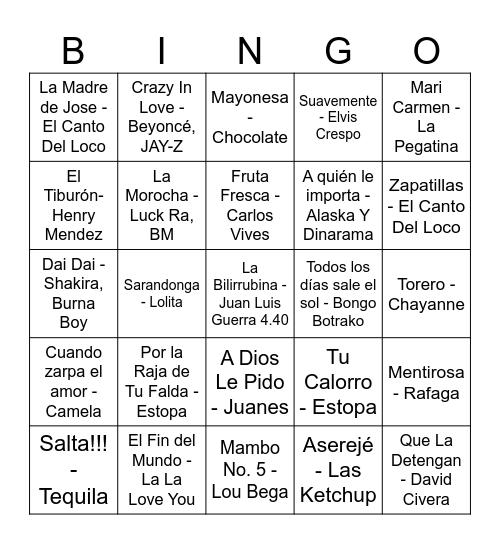 Cumplefeliz 🎵🥳🎂 Bingo Card