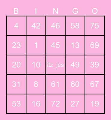 Team Golden Heart Bingo Card