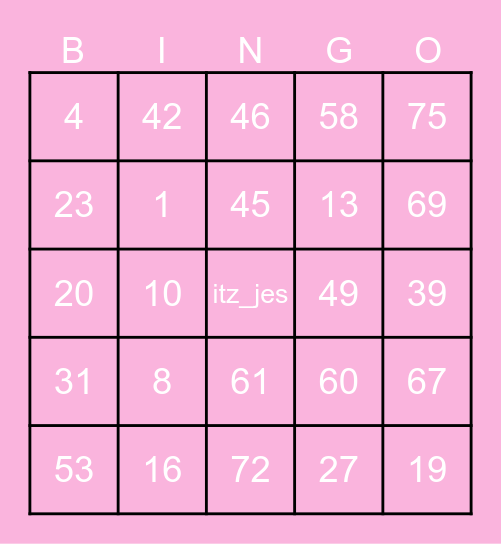 Team Golden Heart Bingo Card