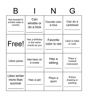 Find someone who Bingo Card