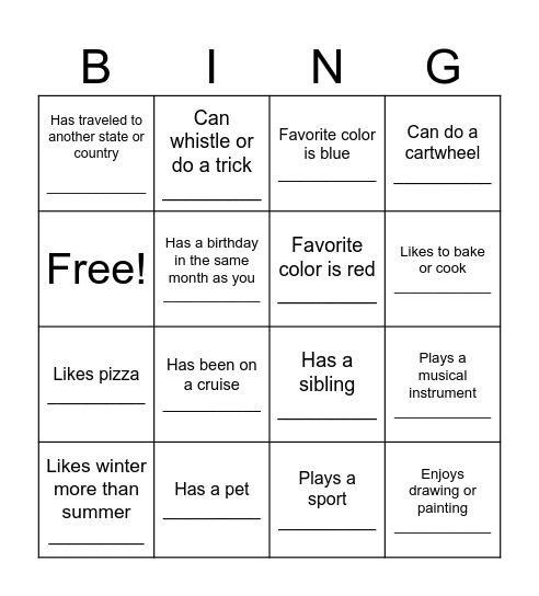 Find someone who Bingo Card