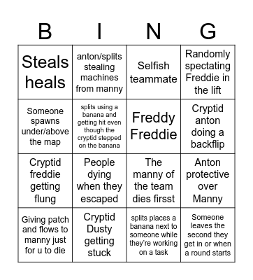 FUNHOUSE BINGO CARD Bingo Card