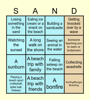 Beach Bingo! Bingo Card