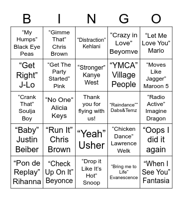 SWA Fun Flight Bingo Card
