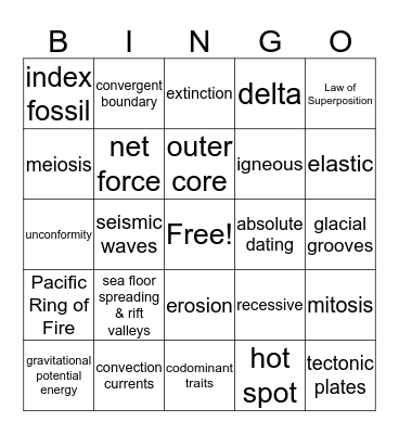 Science 8 Review Bingo Card