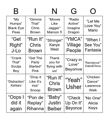 SWA Fun Flight Bingo Card