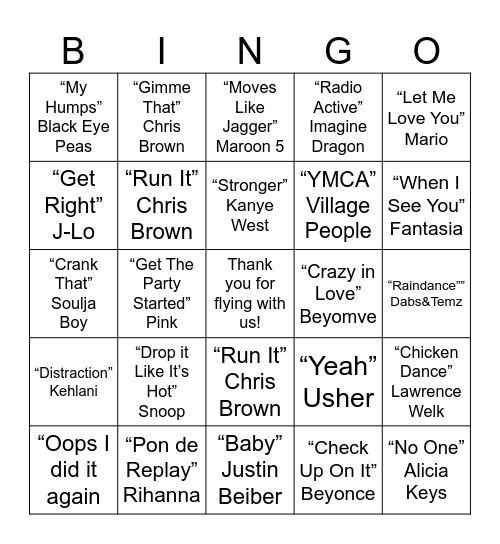 SWA Fun Flight Bingo Card