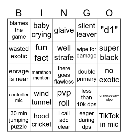 Lfg bingo Card