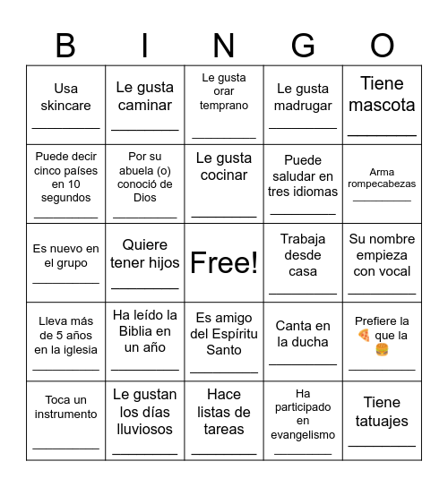 Bingo Amigo Bingo Card