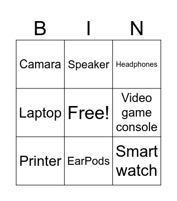 Tecnological Devices Bingo Card