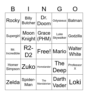 SDCC 2026 Thursday Cosplays Bingo Card