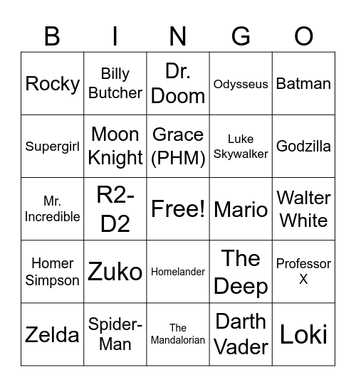 SDCC 2026 Thursday Cosplays Bingo Card