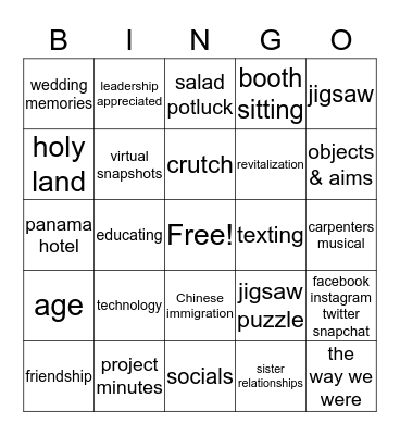 Chapter Z Bingo Card