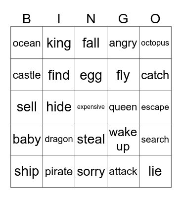 The Dragon and the Pirate Bingo Card