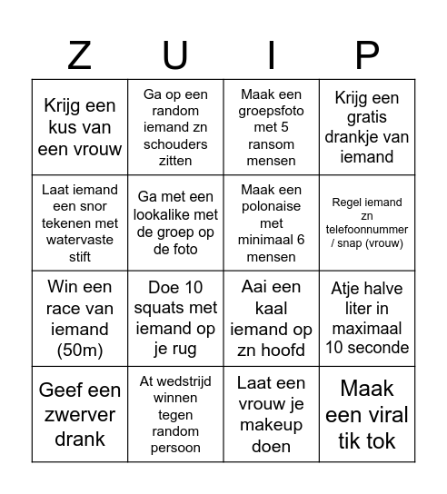 ZuipBingo Card