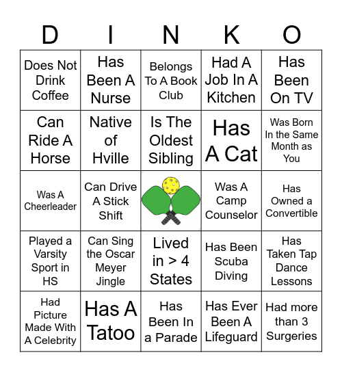 Dinko Bingo Card