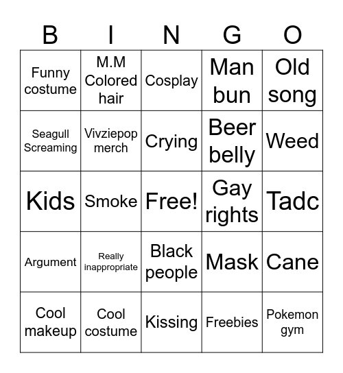 Melanie concert Bingo Card