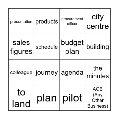 Business English Vocabulary Bingo Unit 7 Bingo Card
