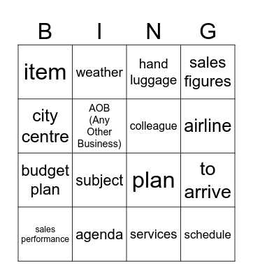 Business English Vocabulary Bingo U7 Bingo Card