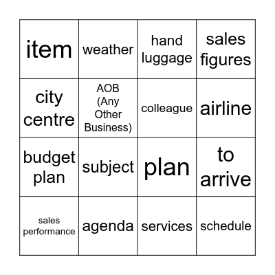 Business English Vocabulary Bingo U7 Bingo Card