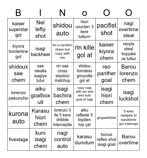 oeler bingosu Bingo Card