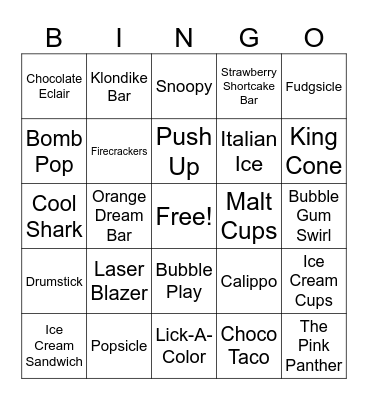 Ice Cream Truck Bingo - 2026 Bingo Card