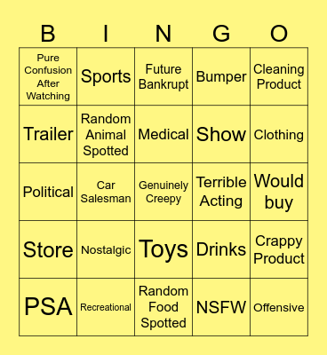 Commercial Bingo Card