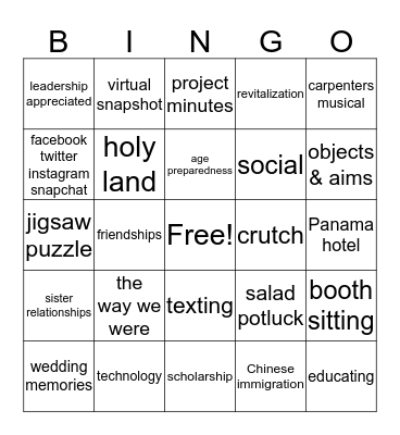 Chapter Z Bingo Card