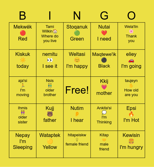 BINGO Card