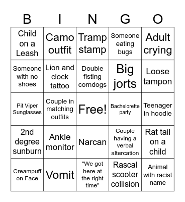 Wisconsin State Fair Bingo Card