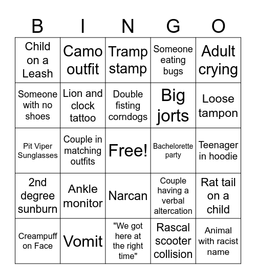Wisconsin State Fair Bingo Card