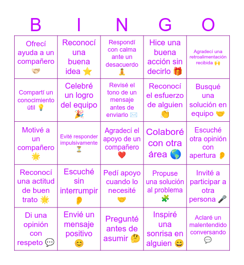 ⭐Bingo Credyty del Buen Trato🤝 Bingo Card