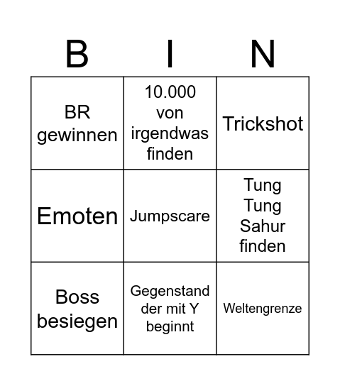 Roblox Bingo Card