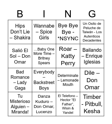 BINGO MUSICAL Bingo Card