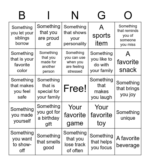 Bingo 1 Bingo Card