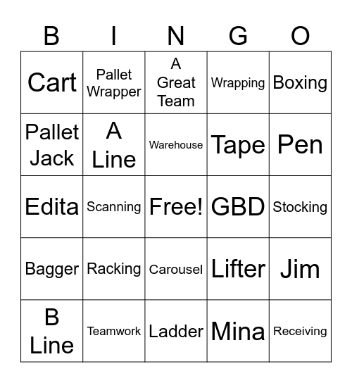 #1 Warehouse Bingo Card