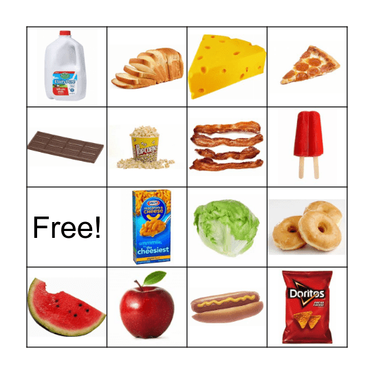 Grocery Shopping List Bingo Card