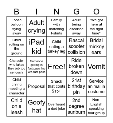Ana's Disney Bingo Card