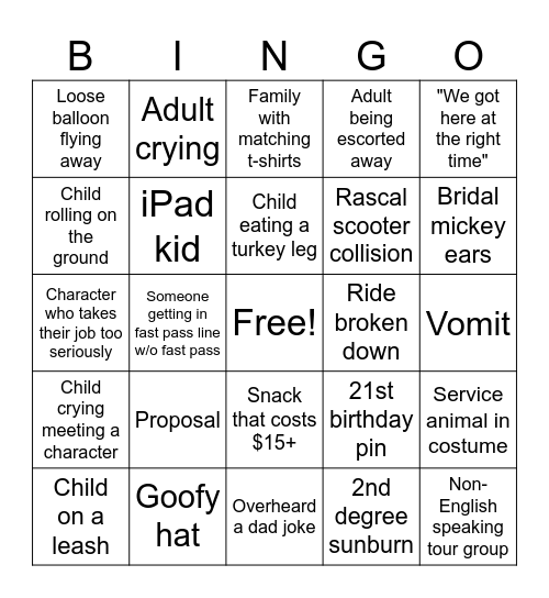 Ana's Disney Bingo Card