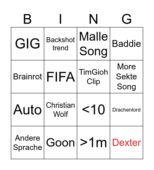 TikTok Bingo Card
