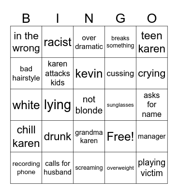 karen bingo Card